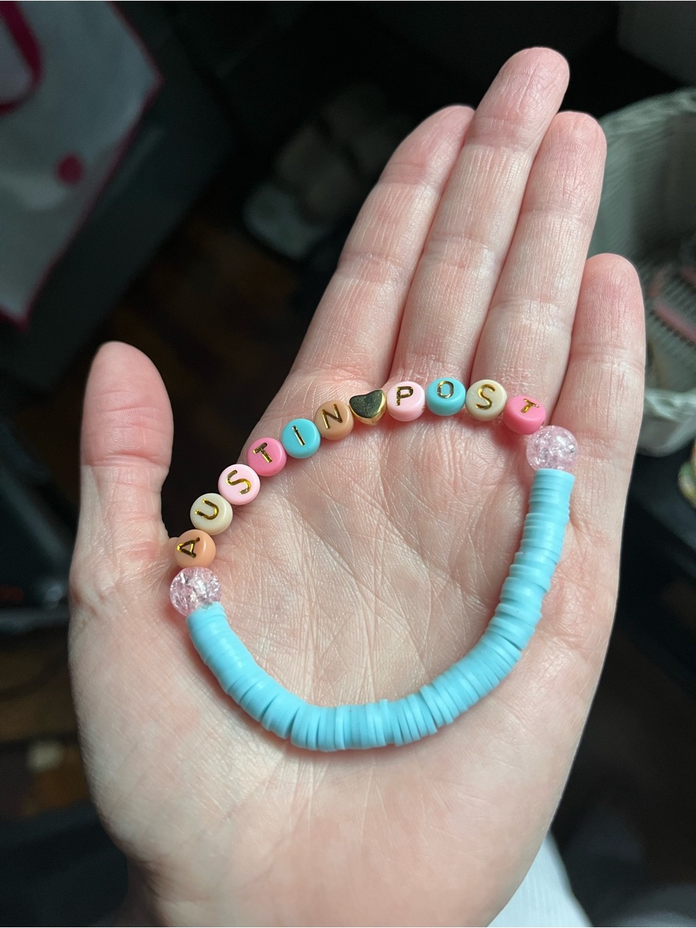 (1) Austin Post - Post Malone Hand Crafted Beaded Letter Stackable Bracelets